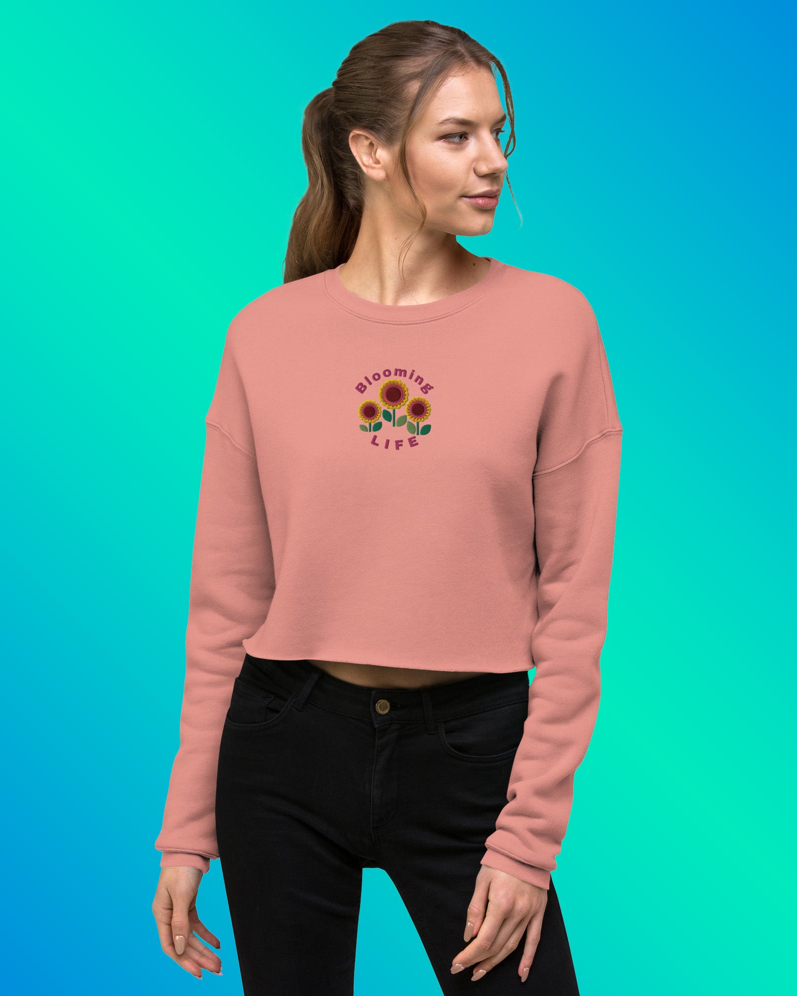 Embroidered Cropped Sweatshirts